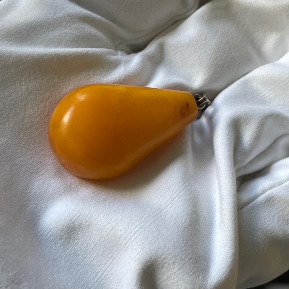 Vintage Butterscotch Baltic Amber Pendant 875 Silver USSR - Picture 8 of 11